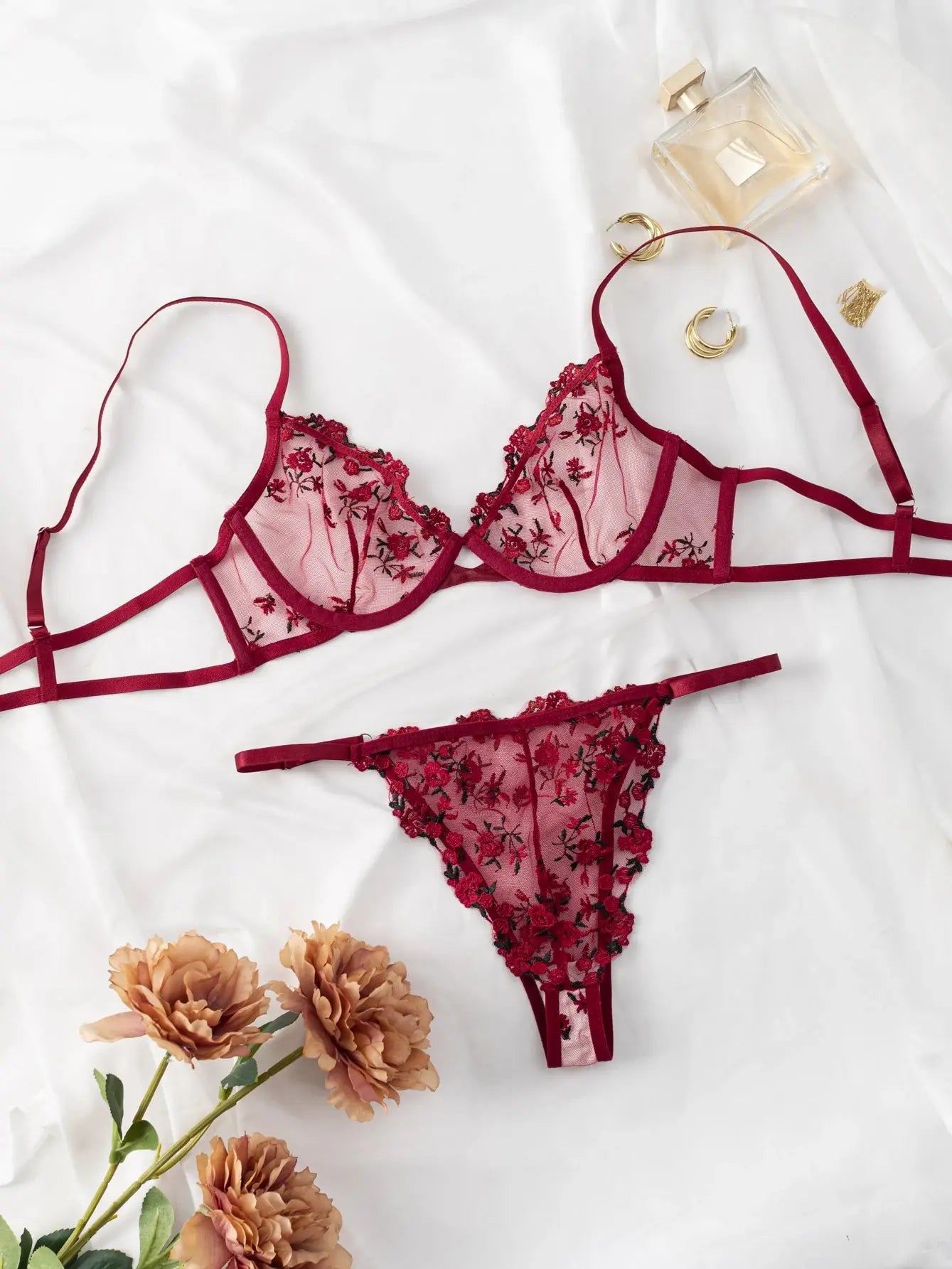 RoseLust Floral Lace Lingerie Set  IZER 