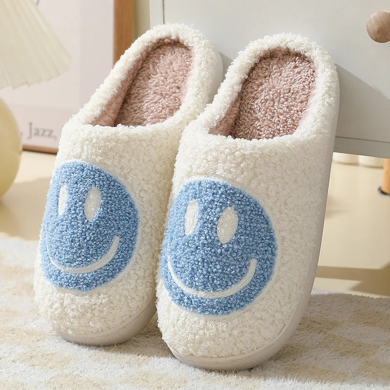 Smiling Face Furry Couple Slippers  IZER 