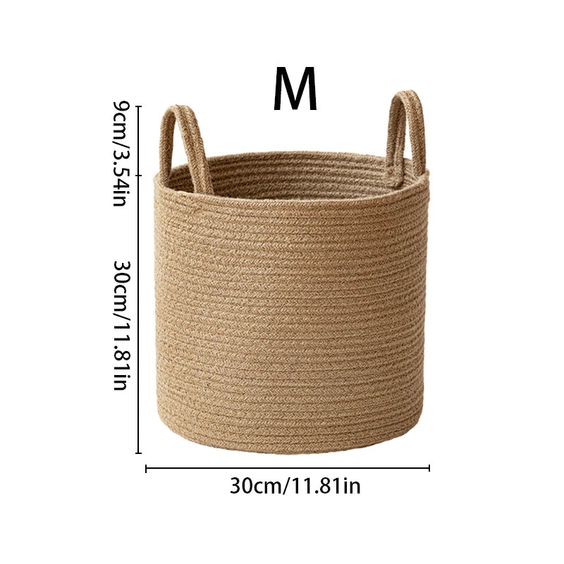 Handmade Woven Cotton Linen Storage Basket  IZER 