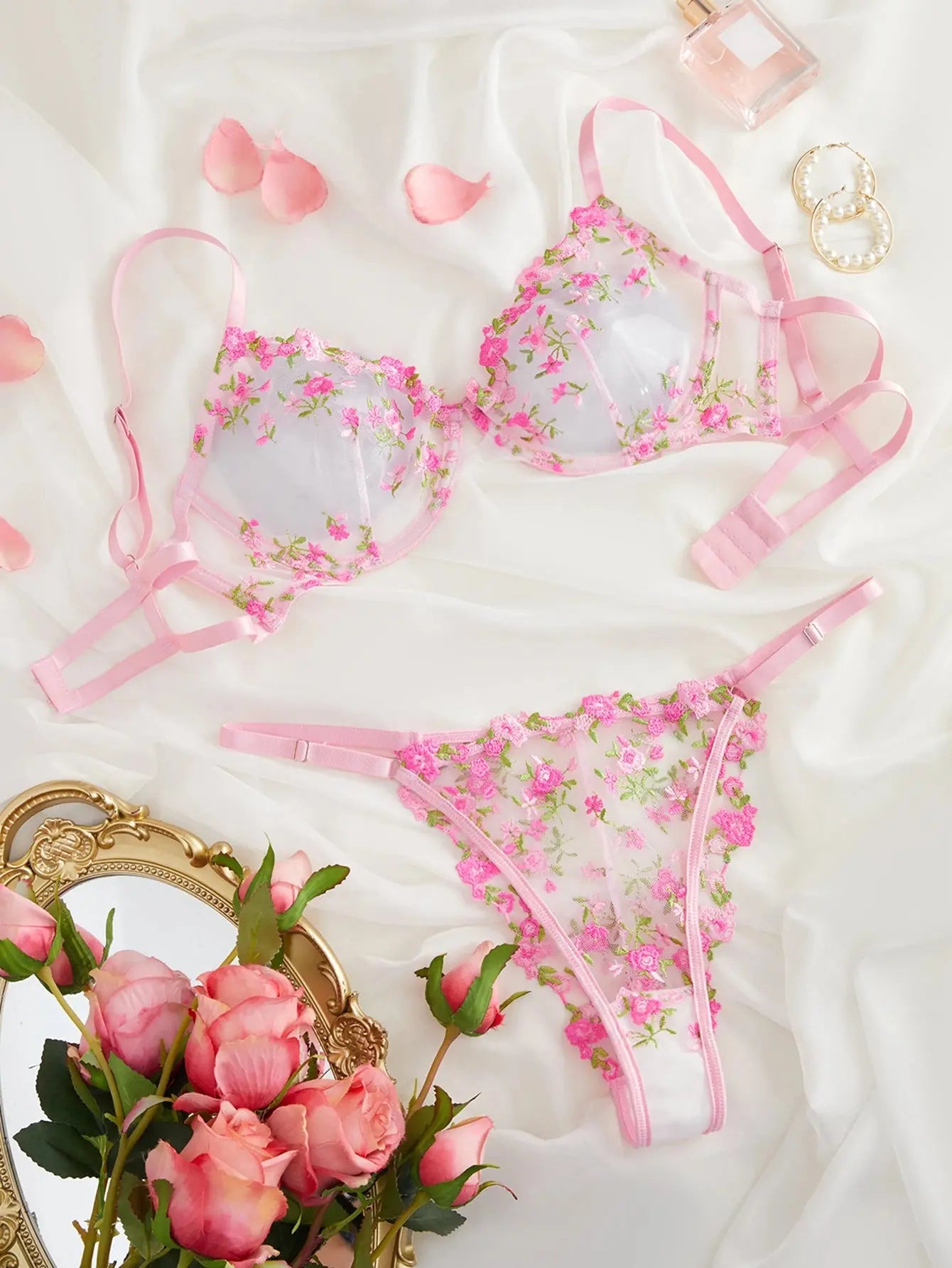 RoseLust Floral Lace Lingerie Set  IZER 