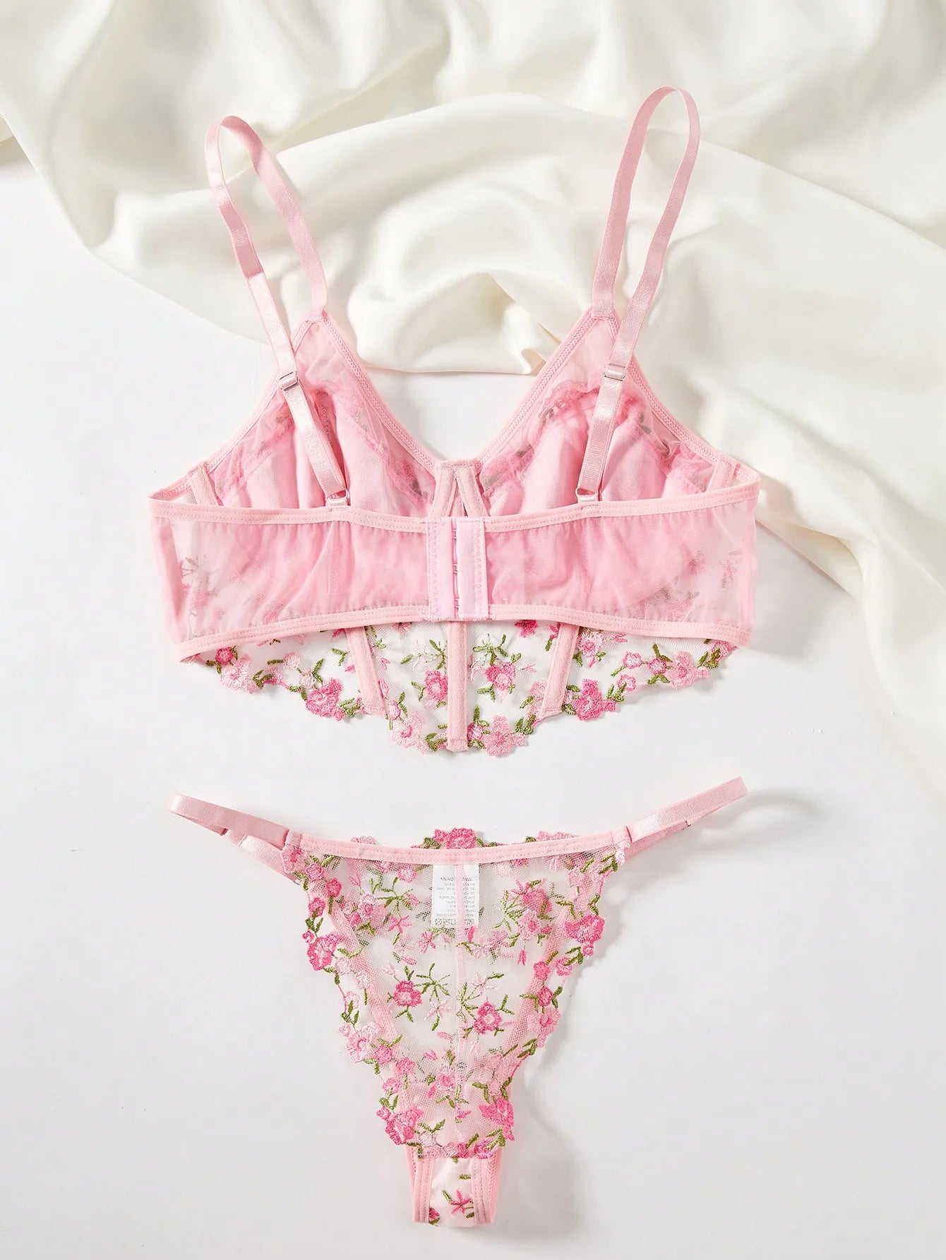 BohoBloom Floral Embroidery Lingerie Set  IZER 