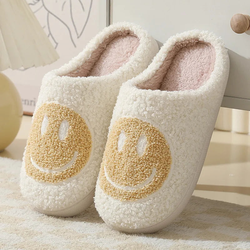 Smiling Face Furry Couple Slippers  IZER 