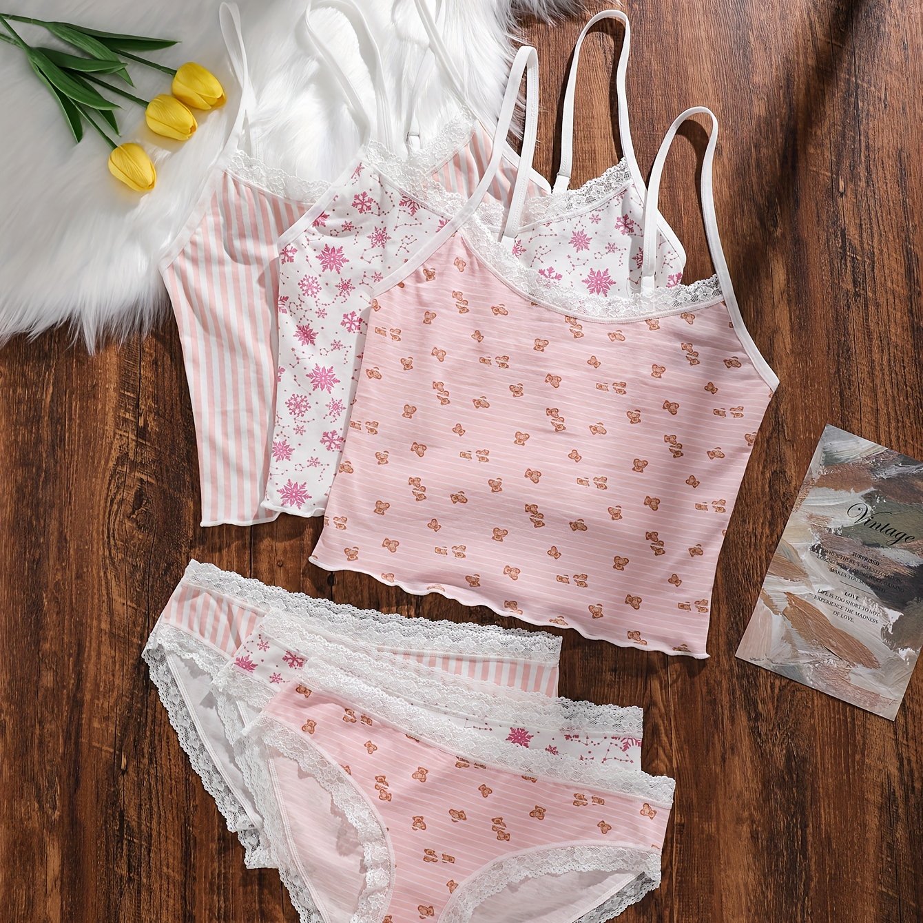 Luxe Blossom: 3-Piece Lace Cami & Briefs Set  IZER 