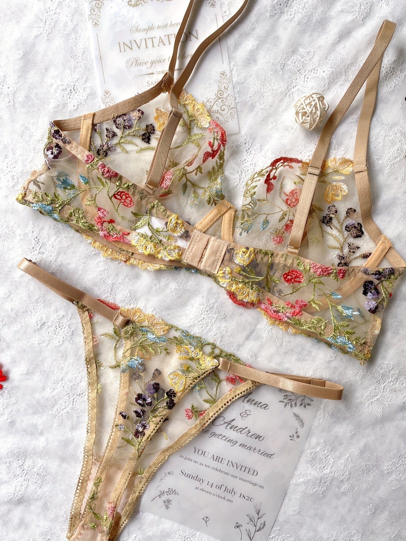 Eternal Bloom: Floral Embroidery Lingerie Set  IZER 