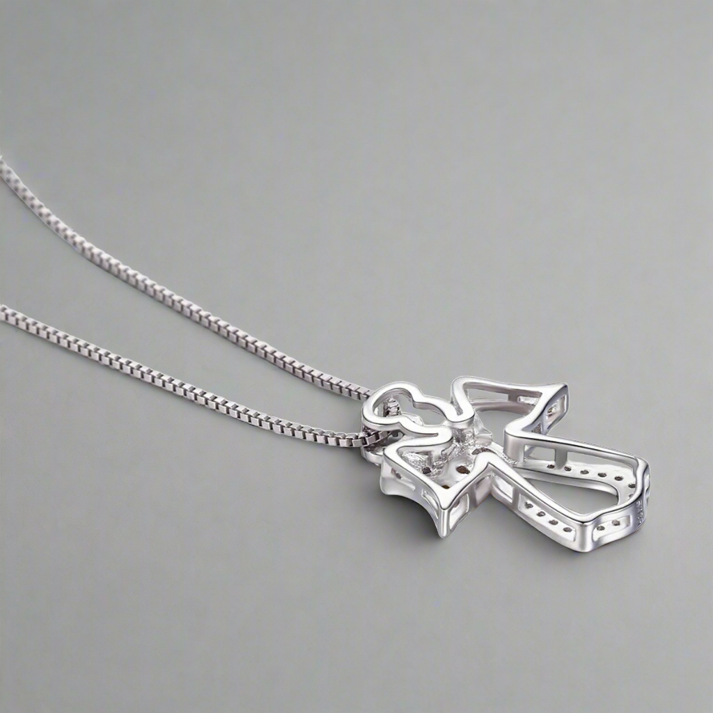 925 Sterling Silver Guardian Angel Necklace  IZER 