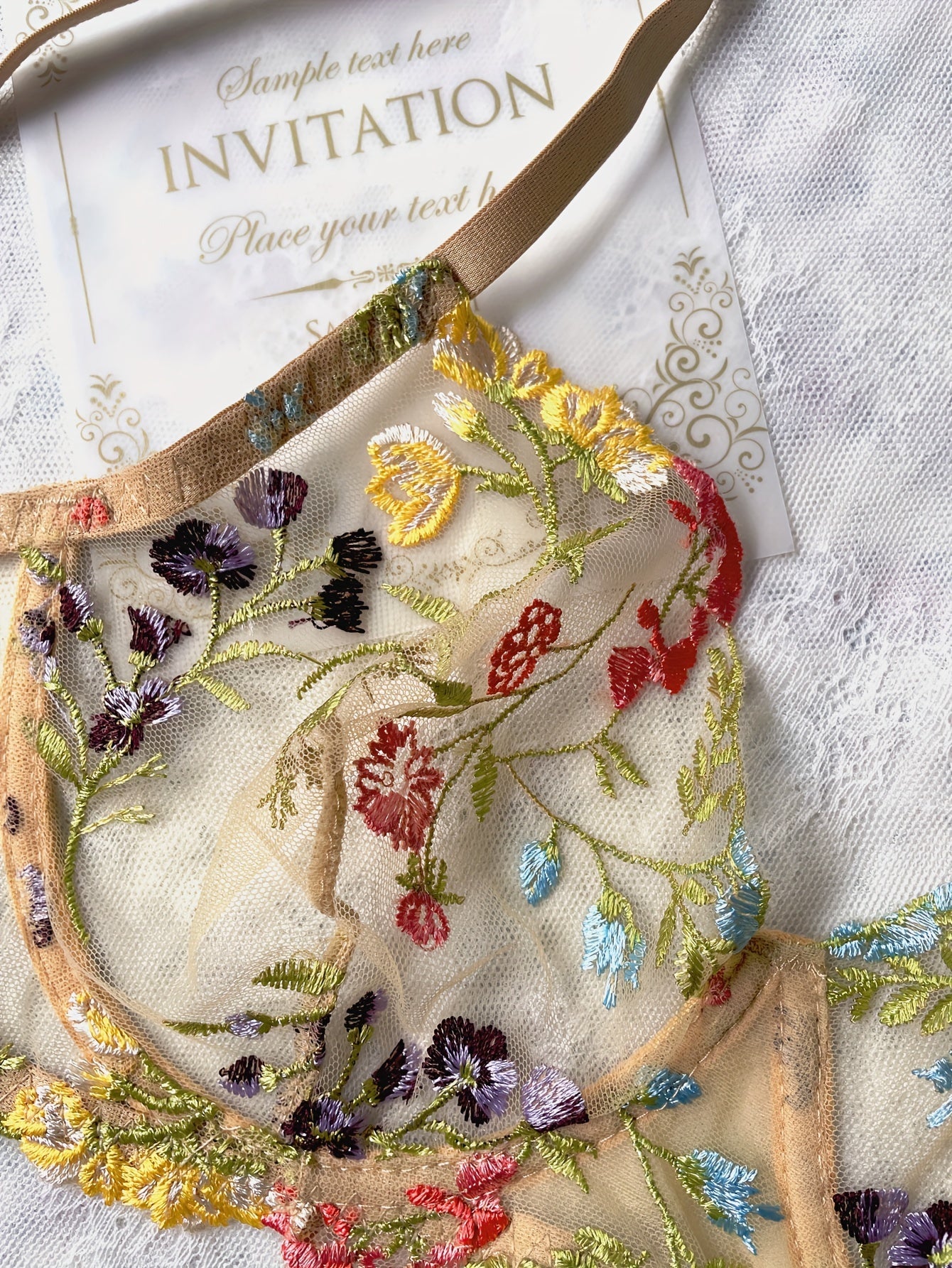 Eternal Bloom: Floral Embroidery Lingerie Set  IZER 